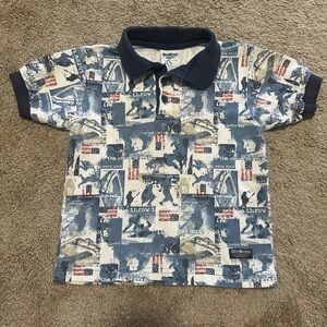 Vintage OshKosh B'gosh Blue Graphic Polo Shirt for Kids